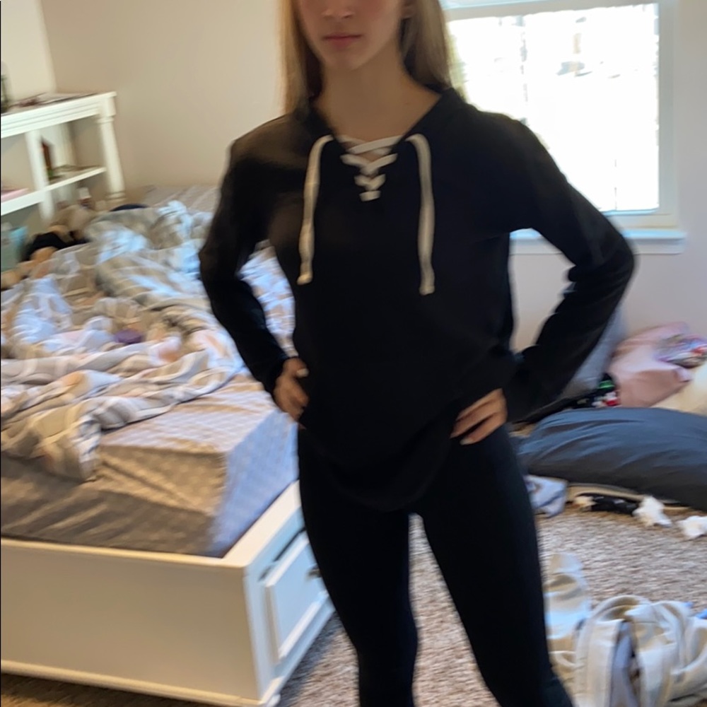 black sweatshirt material.